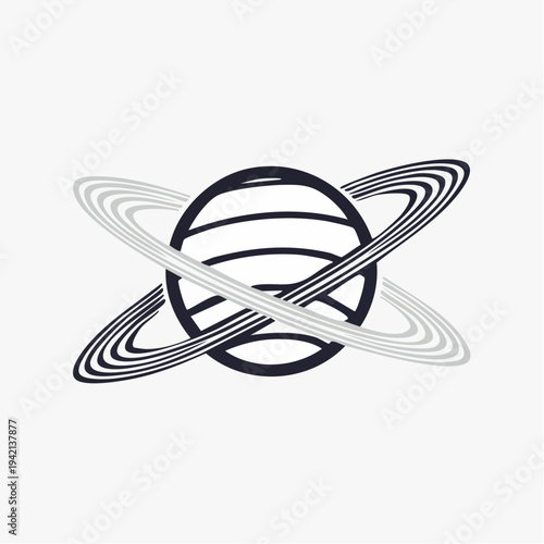 Saturn Planet Ring Illustration Simple Design.