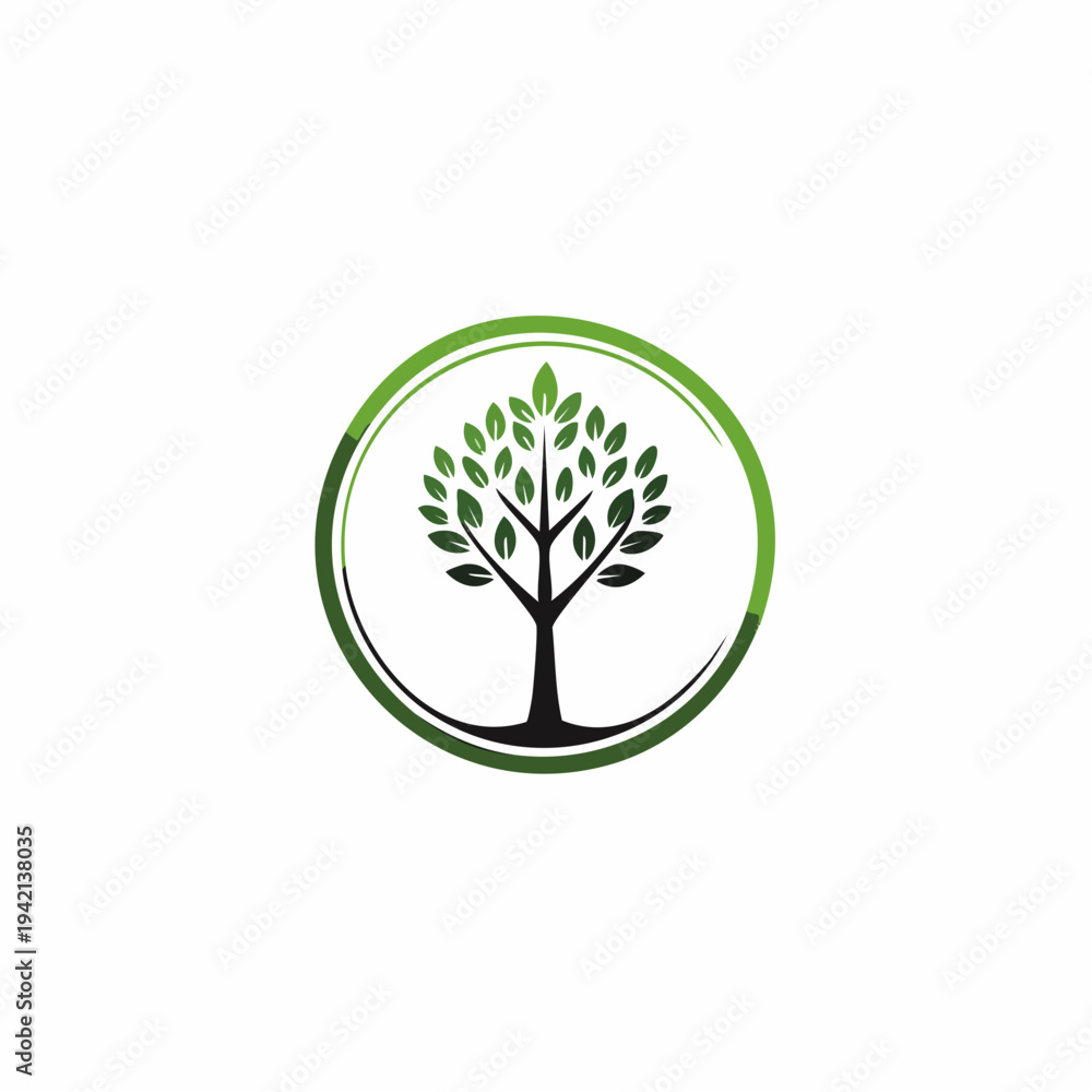 Obraz premium Tree Logo Design with Green Leaves.