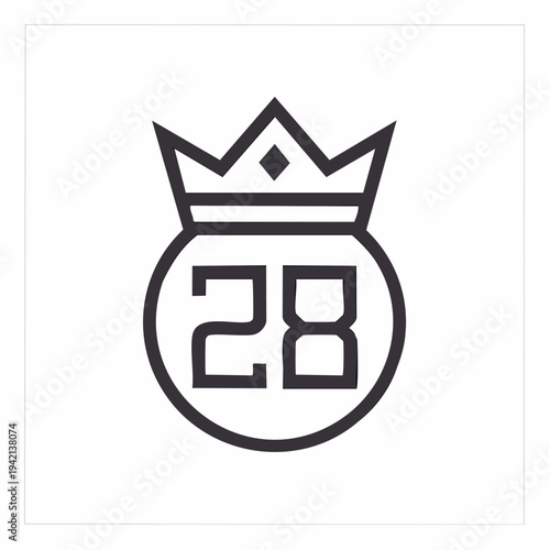 Black Crown Logo with Number Twenty Eight.