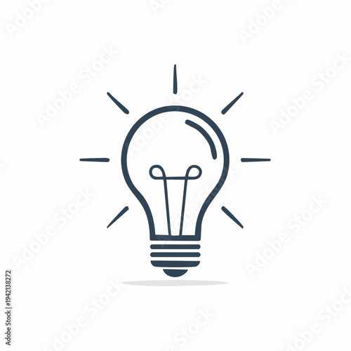 Simple Line Art Light Bulb Illustration.