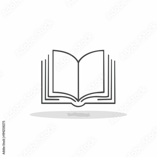 Simple Line Drawing of Open Book.