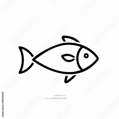 Simple Line Drawing of a Fish.