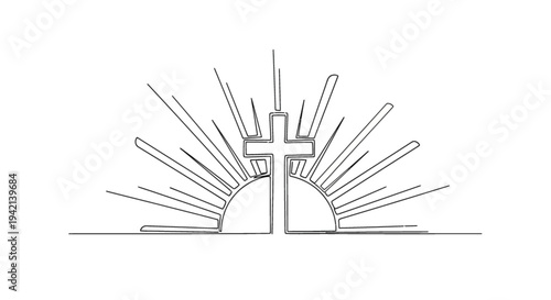 Stunning cross symbol with radiant sunburst design
