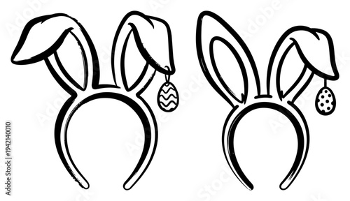 Bunny ears headband with hanging easter egg charm sketch