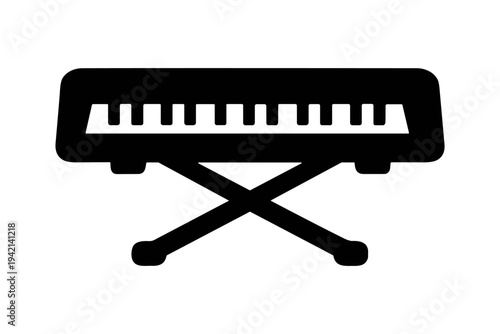 Electronic keyboard icon solid black icon set vector illustration