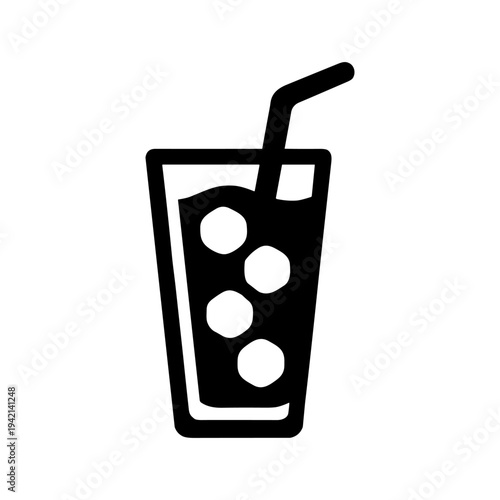 Soft drink glass icon solid black icon set vector illustration