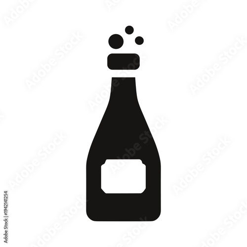 Champagne bottle icon solid black icon set vector illustration