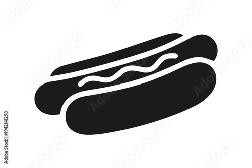 Hot dog icon solid black icon set vector illustration