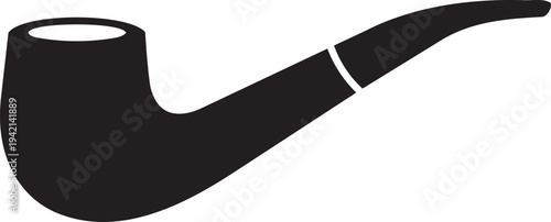 Classic Smoking Pipe Silhouette: A sleek, monochrome depiction of a traditional smoking pipe, exuding an air of sophistication and timeless elegance.