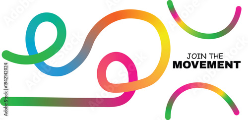 Vibrant rainbow-coloured swirls inviting you to join a movement
