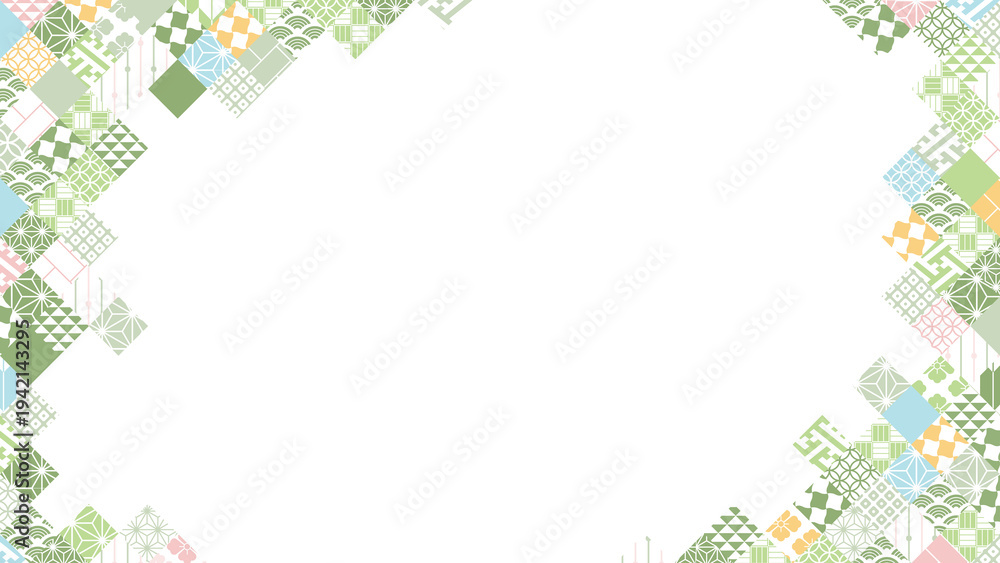 Obraz premium 【春の背景素材】伝統文様のカラフルな和柄イラスト 