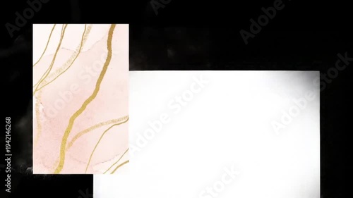 Marble abstract background with golden veins and black overlay