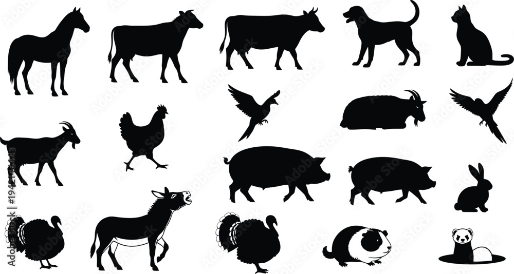Fototapeta premium Collection of animal silhouettes