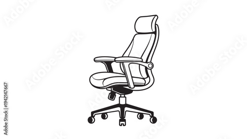 Ergonomic Office Chair Icon for Workplace Comfort Corporate Furniture and Professional Workspace Setup Vector Illustration