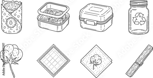 Collection of reusable and eco-friendly items for a sustainable lifestyle