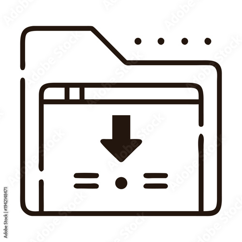 Download folder from website icon vector outline isolated contour symbol illustration of website storage download folder isolated on