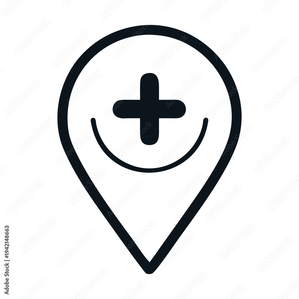Fototapeta premium Medical location pin with plus sign isolated on healthcare, hospital, clinic, and emergency service concept for finding medical facilities