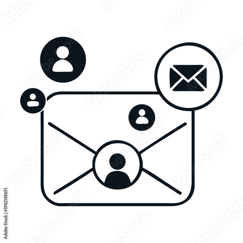 Email marketing campaign with customer relationship management isolated on business communication, digital marketing, and customer engagement strategy concept