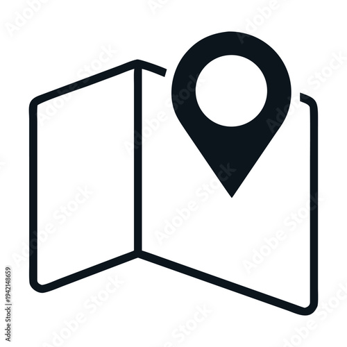 Map with location pin marker isolated on navigation, travel, destination, and direction concept for finding places and routes