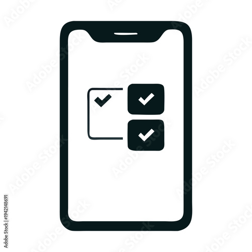 Smartphone with checklist isolated on mobile phone with check marks for task management, todo list, or survey modern device for productivity and organization