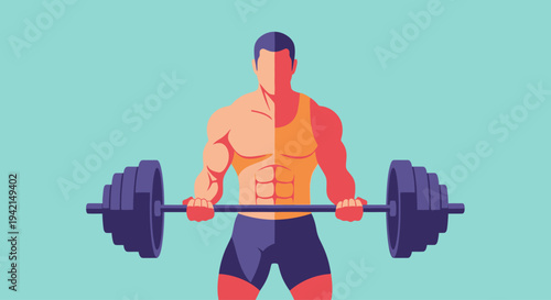 Strong man lifting heavy barbell during intense workout session.