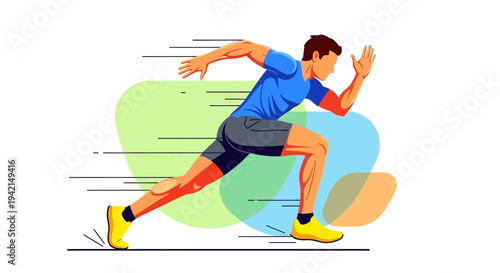 Dynamic male runner in full sprint showcasing speed and athletic prowess.