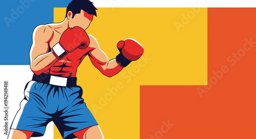 Dynamic Boxer in Action Ready to Strike.