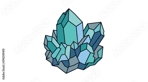 Minimal outline vector of a raw crystal gem stone, natural mineral shape, simple flat design