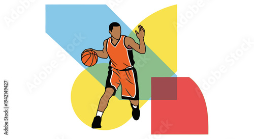 Dynamic Basketball Player Dribbling Action.