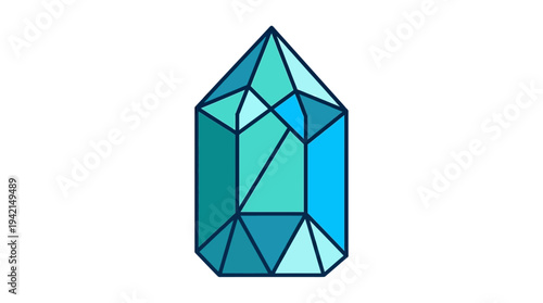 Minimal outline vector of a hexagonal crystal gem, clean geometric mineral shape, flat vector design, limited solid colors