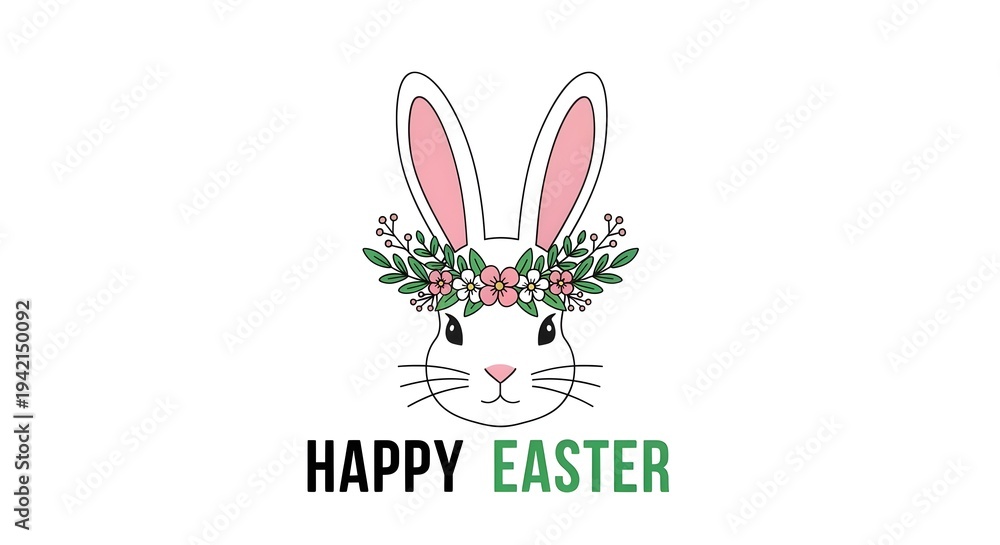 Fototapeta premium Easter bunny portrait with floral crown
