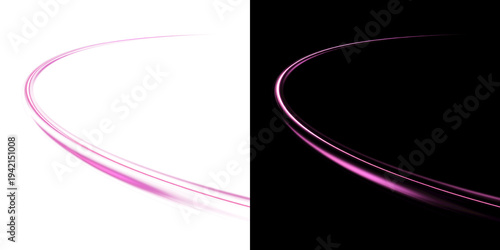 Obraz na płótnie Elegant thin pink neon light curve with a soft glow and motion blur effect creat
