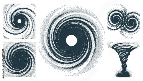 Dynamic Spiral Vortex and Swirl Design Collection for Science Energy Weather Concept and Creative Graphic Applications