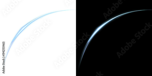 Billede på lærred Elegant thin light blue light sweep with a sharp glowing edge and motion blur ef