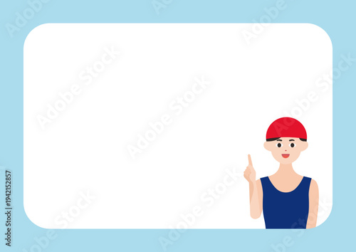 指差しする水泳コーチ・選手の横フレームのベクターイラスト素材