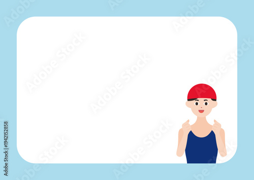 応援する水泳コーチ・選手の横フレームのベクターイラスト素材