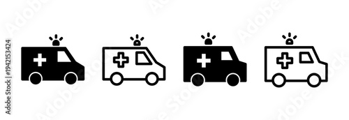 Ambulance icon vector illustration. ambulance truck sign and symbol. ambulance car