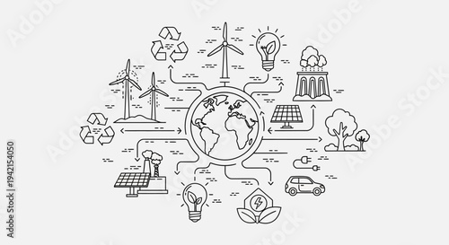 Set of eco friendly and renewable energy icons vector
