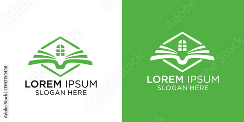 green house and book logo template for education and real estate branding with modern design and elegant style
