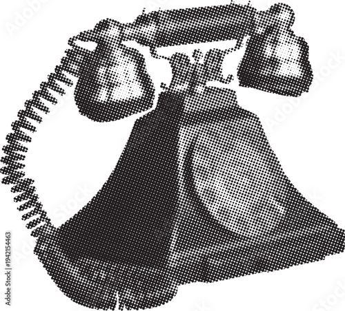 Vintage candlestick telephone receiver design isolated on white background illustration