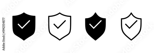 Shield check mark icon vector illustration. Protection approve sign. Insurance icon