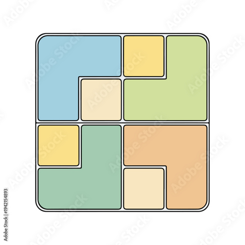 Colorful Puzzle Pieces Fitted Together Perfectly.