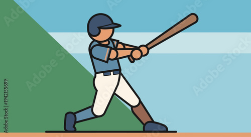 Baseball Player Swings Bat with Determination.