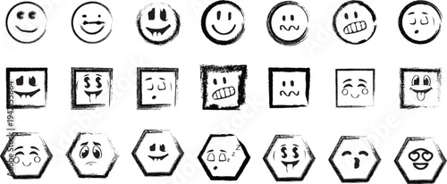 Set of 20 emoticon faces vector icons