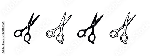 Professional Hair Scissors Icons Set. Stylist Shears Collection.