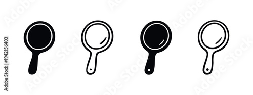 Hand Mirror Icons Set. Personal Vanity Mirrors Collection.