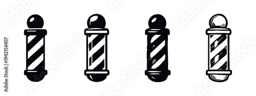 Classic Barber Pole Icons Set. Barbershop Signage Collection.