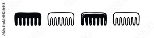 Hair Comb Icon Set. Simple black vector illustrations of various combs for barber shop, hair styling, and beauty.