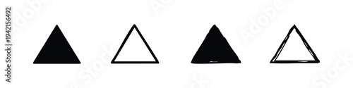 Triangle Geometric Shape Icon Set. Basic minimalist abstract design elements for math and graphics.