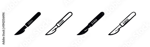Surgical Scalpel Icon Set for Medical and Scientific Procedures